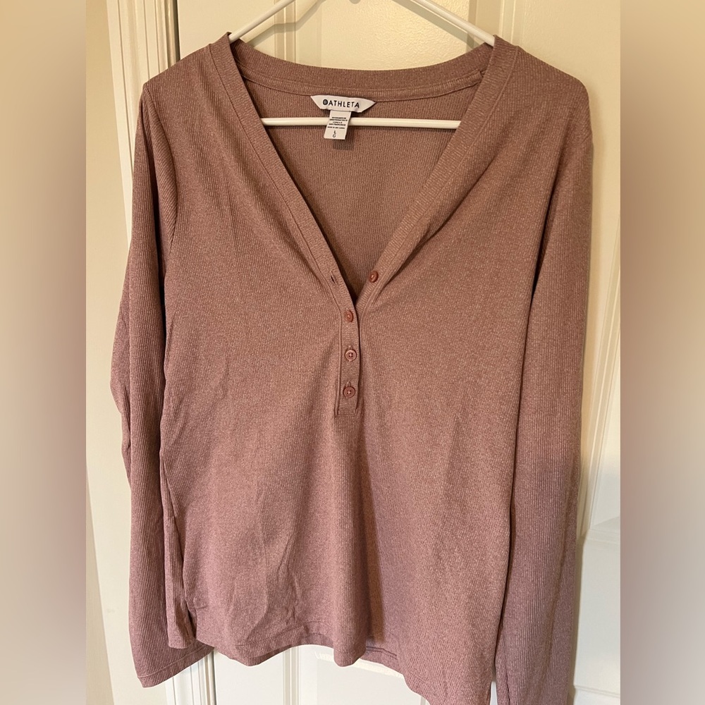Athleta Uptempo ribbed henley top, L